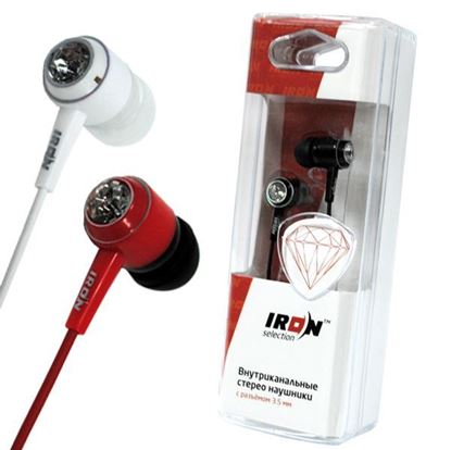 Изображение Нaушники IRON Selection Diamond вакуумные для MP3 H-102С (колба) красные