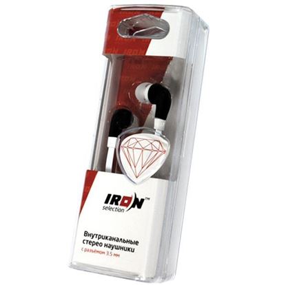 Изображение Нaушники IRON Selection Diamond вакуумные для MP3 H-103A (колба) чёрно-белые