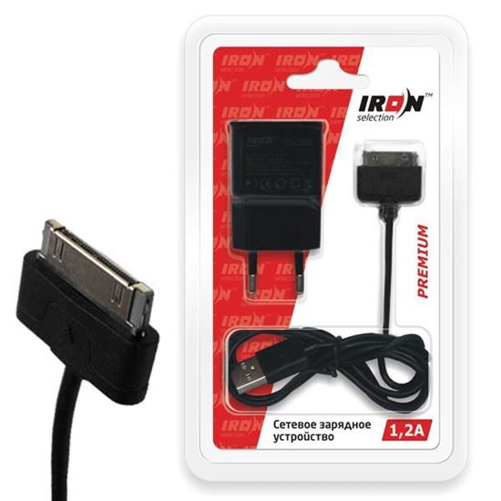 Изображение Сетевое з/у USB с кабелем IRON Selection Premium (1А) для Apple iPhone 3G/3GS/4/4S