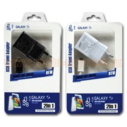 Изображение Набор 2 в 1 сетевое з/у USB + кабель для Samsung Micro USB в блистере 