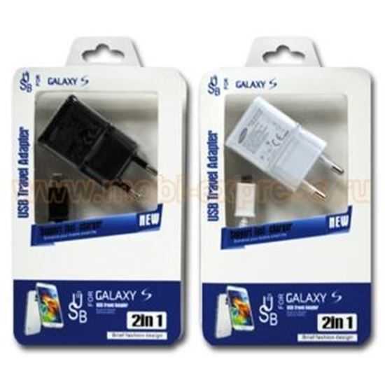 Изображение Набор 2 в 1 сетевое з/у USB + кабель для Samsung Micro USB в блистере 