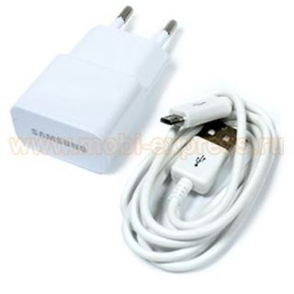 Изображение Набор 2 в 1 сетевое з/у USB + кабель для Samsung Micro USB в пакете белый