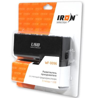 Изображение Автомобильный разветвитель прикуривателя iRon Selection WF-0096 3 гнезда +USB вход (12/24В)