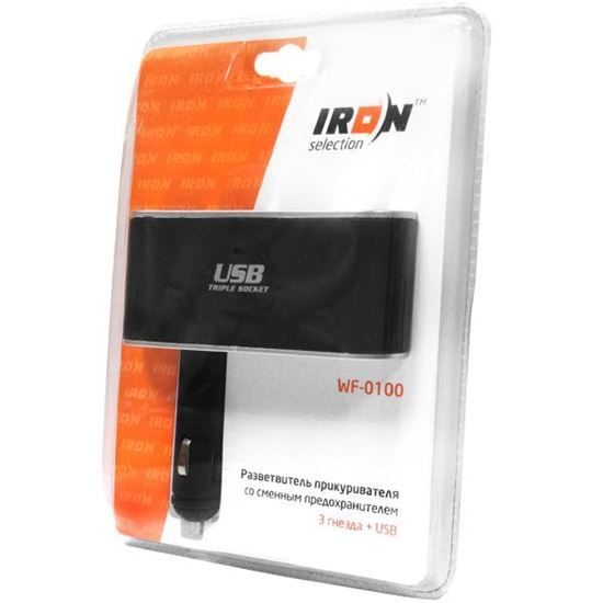 Изображение Автомобильный разветвитель прикуривателя iRon Selection WF-0100 3 гнезда +USB вход (12/24В) на ножке