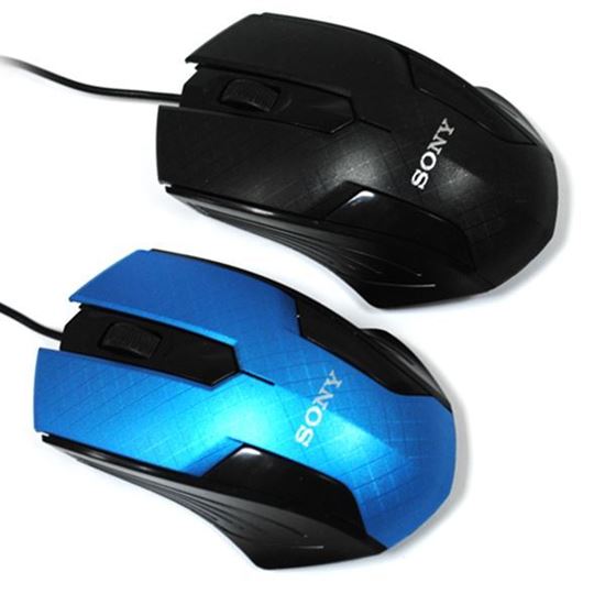 Изображение Мышь компьютерная проводная Acer рифлёная чёрно-голубая